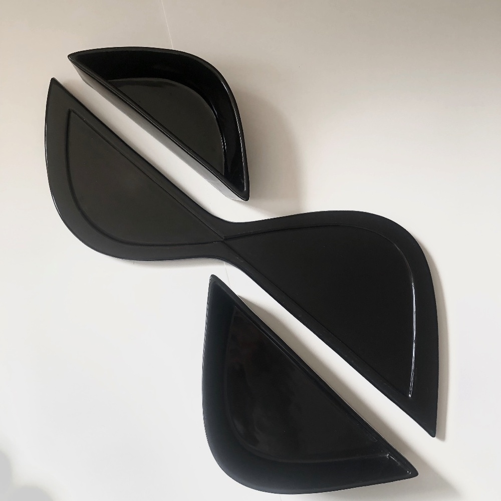4 Piece Contemporary Modern Art Appetizer Bowls & TrayBLACK